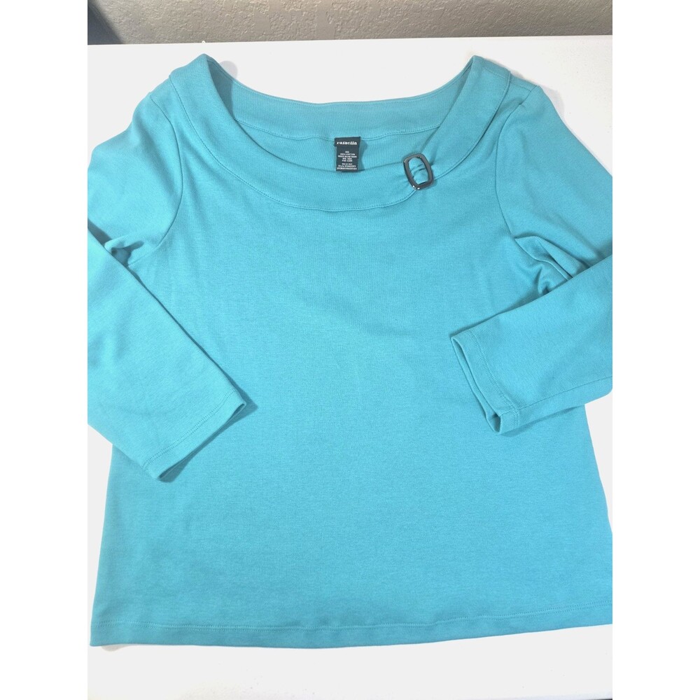 Rafaella Teal - Edge Shoulder Boatneck Top3/4 Sleeves Size XXL- Runs Small